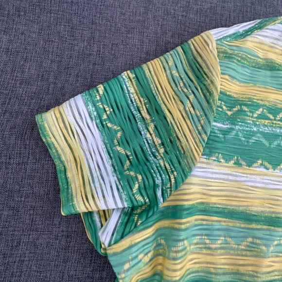 Alfred Dunner Womens Top Short Sleeve Shirt Plus 2X Short Sleeve Yellow Green Wh - Picture 3 of 11